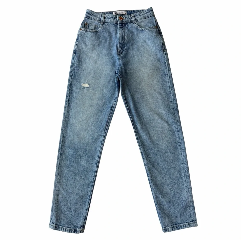 ✅ Zara Light Blue High Waist relaxed mom fit Jeans size 4 EUR 36